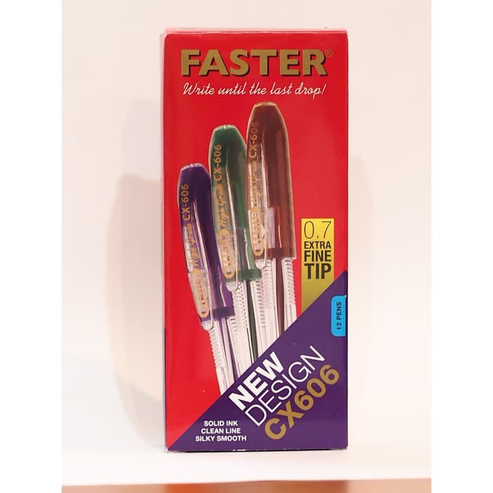 

Faster Ballpoint/ Pulpen CX606, 0.7mm isi 12 pcs- Black