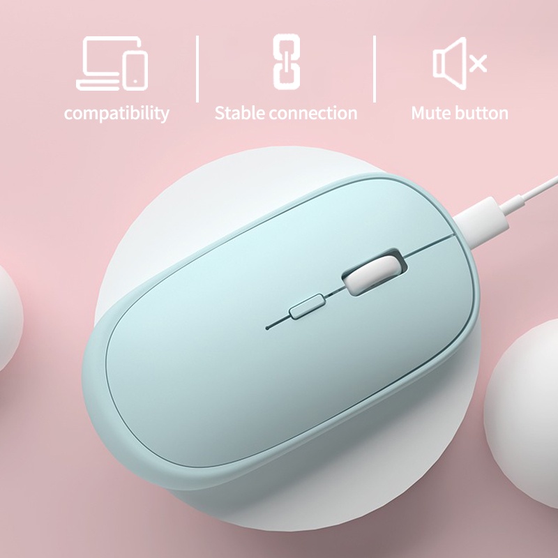 Wireless Bisukan Mouse Slim Tipis 2.4G Optical Mouse Gaming Macaron Dengan Untuk PC Laptop