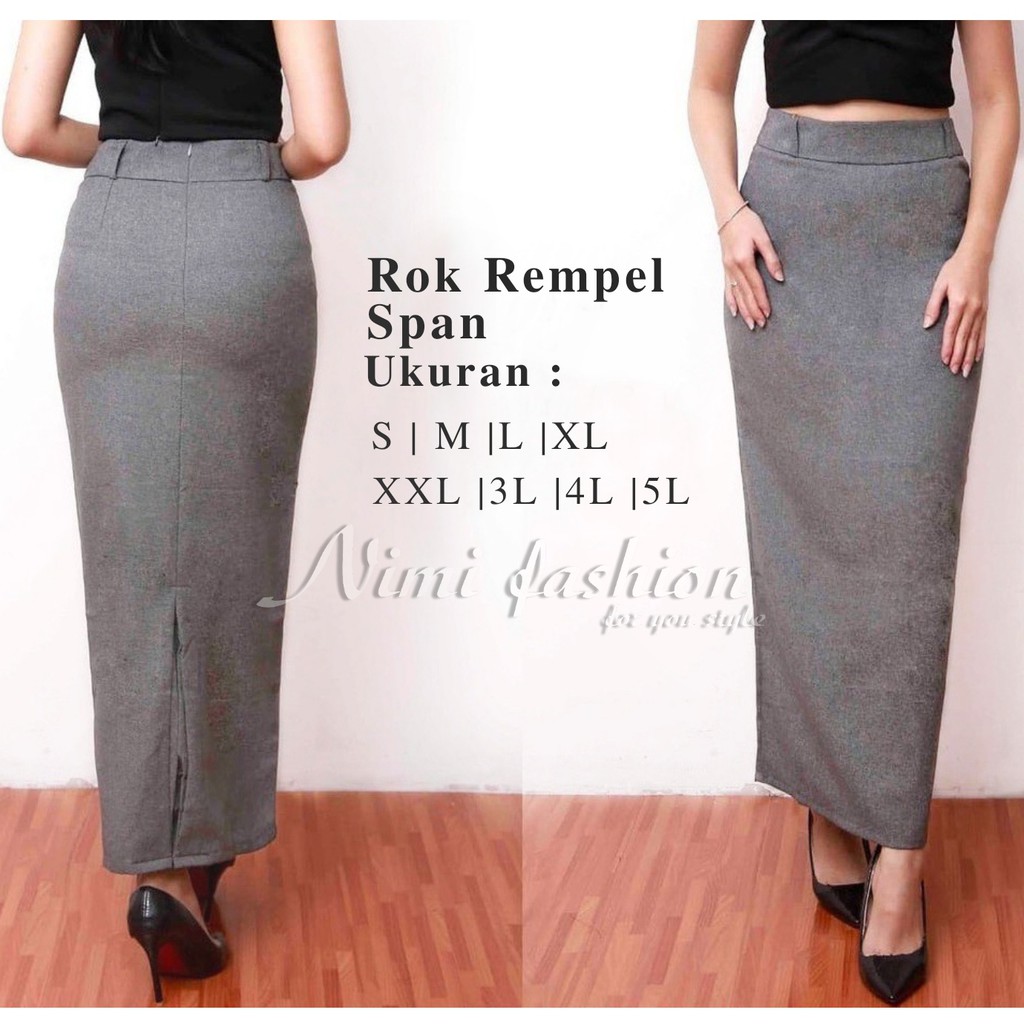 NIMI - Rok Kerja Wanita Panjang Span Rempel Belakang Rok Hitam Kantor