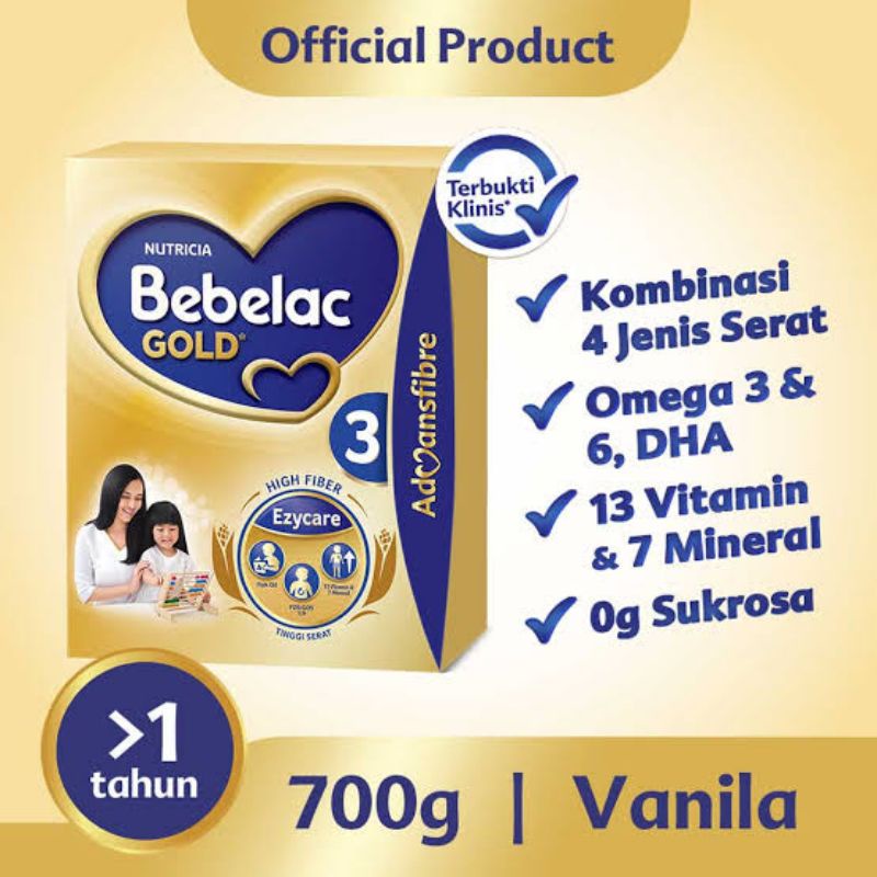 Bebelac Gold 3 &amp; Bebelac Soya Rasa Vanila dan Madu 700gr exp 2024