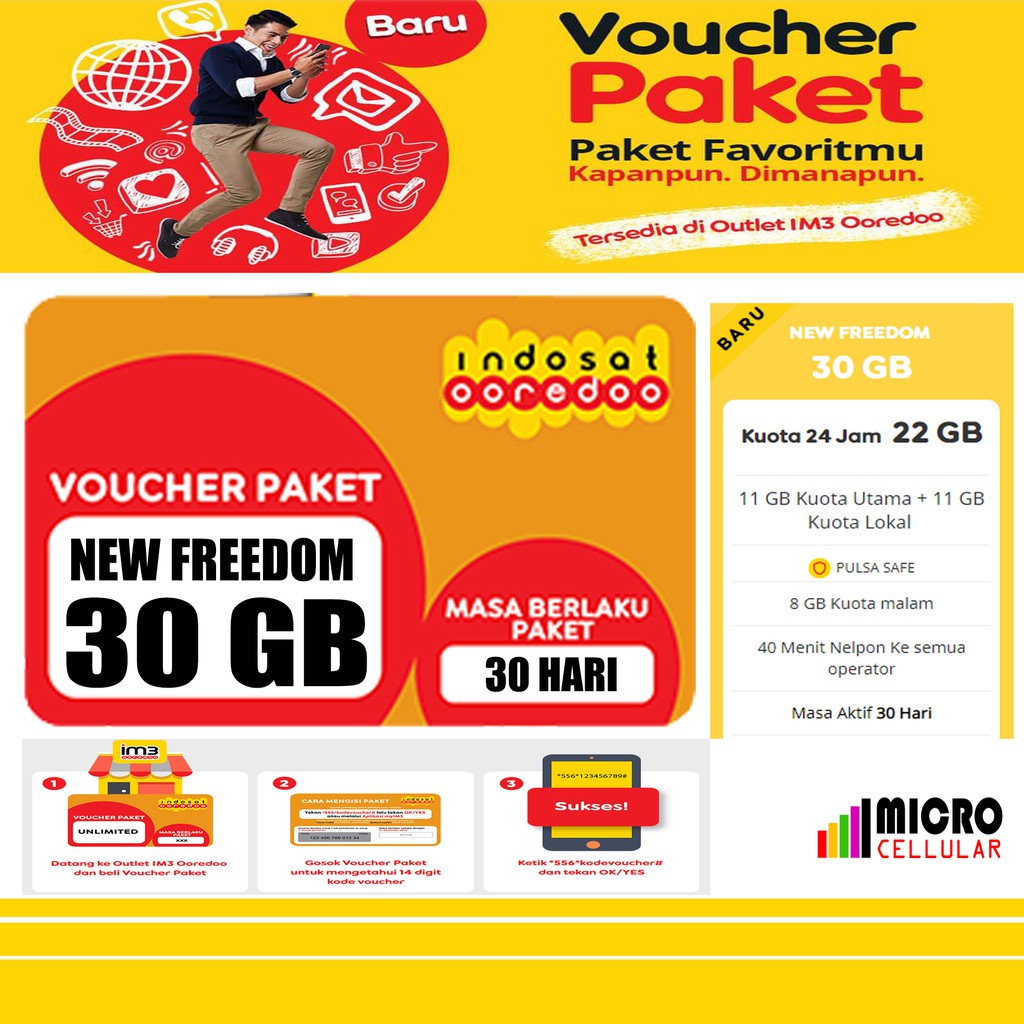 Voucher Isi Ulang Kuota Indosat Freedom 30 Gb 40 Menit Nelpon All Operator Aktif 1 Bulan Shopee Indonesia