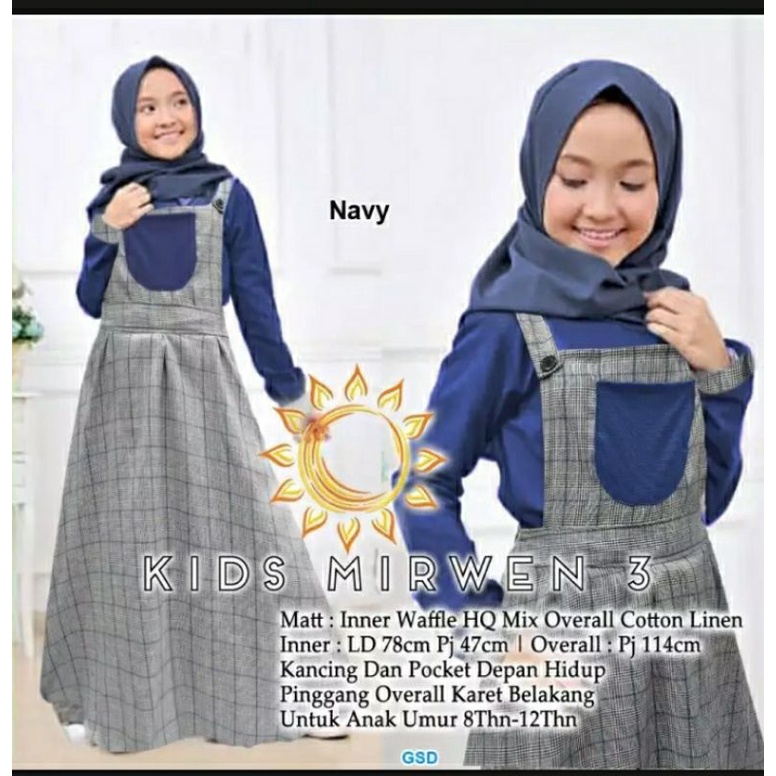 overall anak perempuan / kids mirwen/gamis anak terbaru