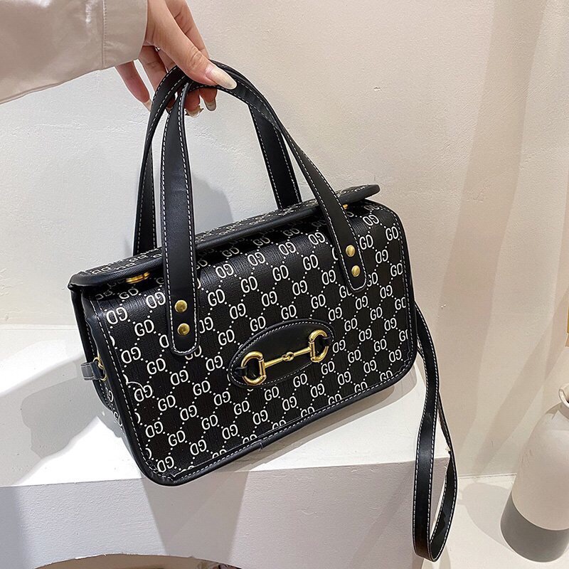 SG9533 syafniegalery Monogram Leater SQ Hand Bag import tas wanita