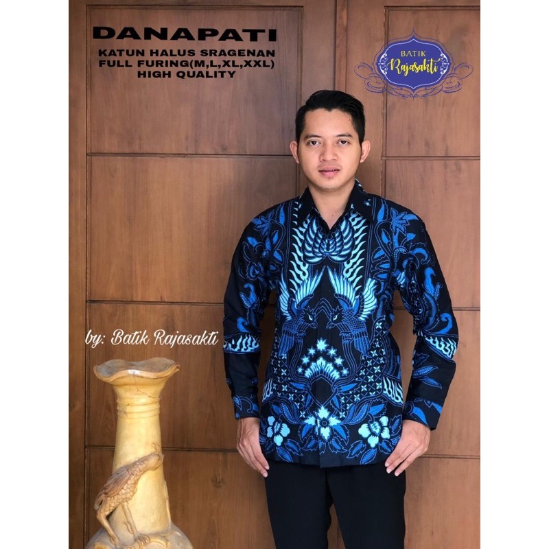 BATIK DANAPATI BIRU FULL FURING KATUN HALUS SRAGENAN SIZE M-XXL ASLI SOLO