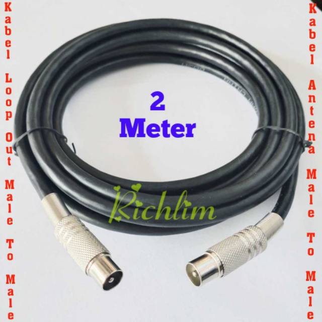 Kabel Antena TV Loop Out Set Top Box Male To Male Paralel 2 Meter