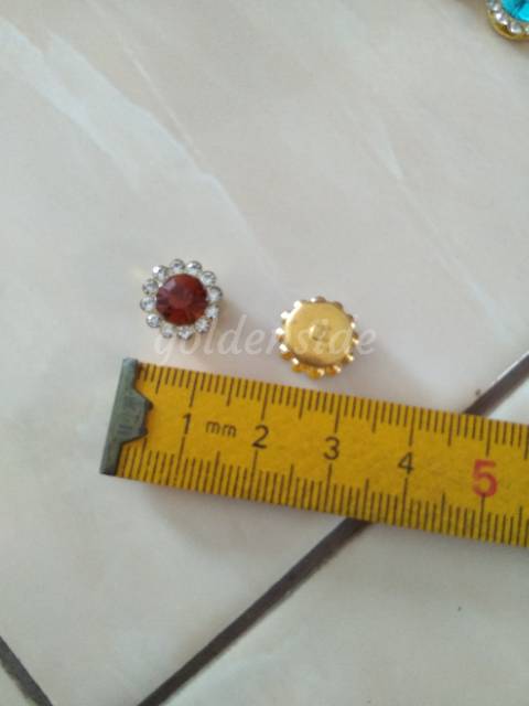 Aplikasi permata tempel 12mm/ diamond tempel bunga bulat 12mm per pcs