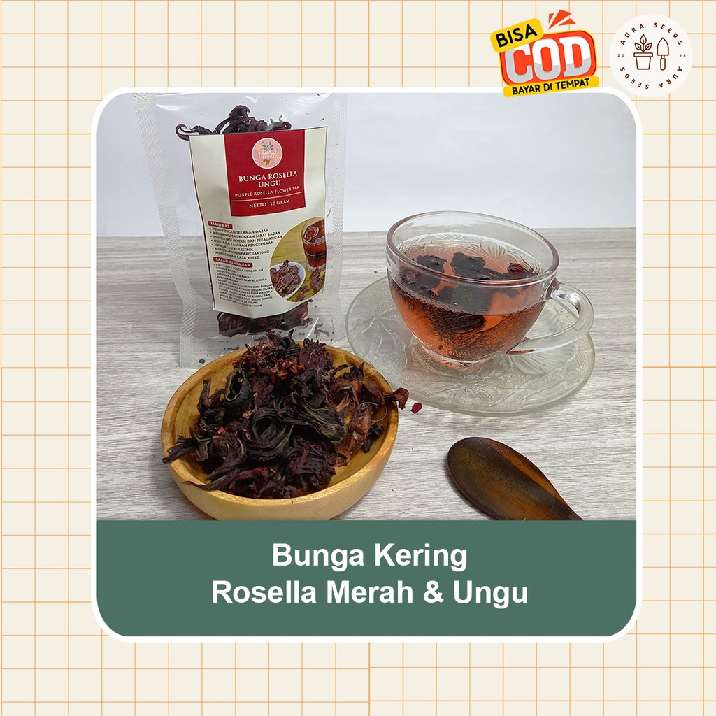 Jual Teh Bunga Rosella Kering Merah Ungu Minuman Herbal Rosela Alami Flower Tea Premium 10gr 1164