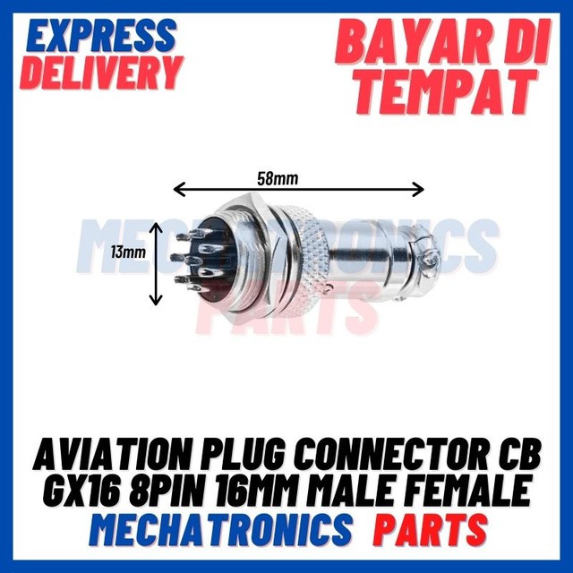 [SOC-9082] AVIATION PLUG CONNECTOR CB GX16 8PIN 16MM MALE FEMALE