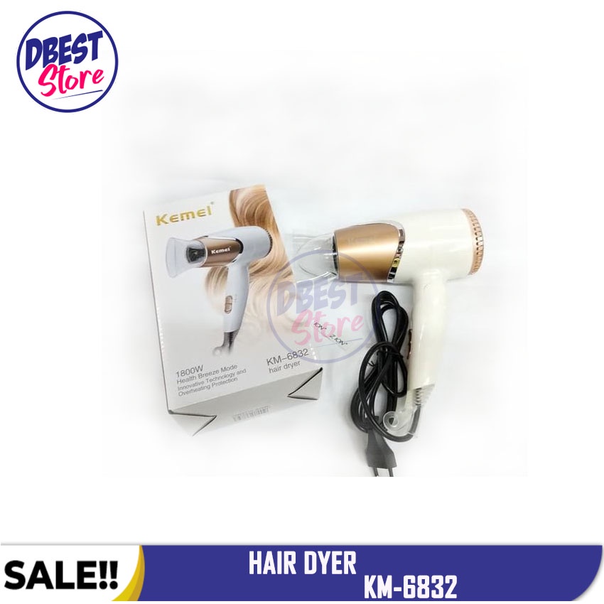 Bisa COD - Hair Dryer KEMEI KM 6832/KM-6832 Professional Hairdryer Lipat Pengering Rambut