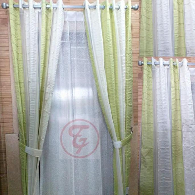 Gordyn Terminal Tujuh Gorden Curtain Hordeng Motif Tissu - F Anis - Hijau Kazalastoreid