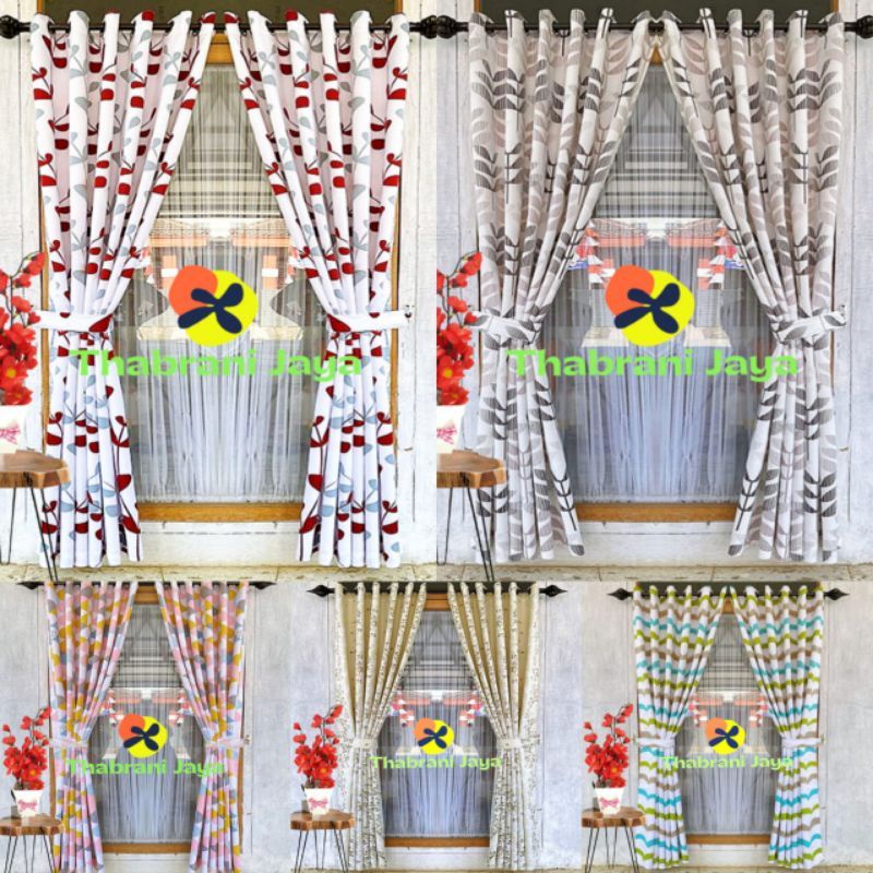 promo gorden jendela dan pintu minimalis satin bridal kuning abu hijau pink coklat merah tirai korde