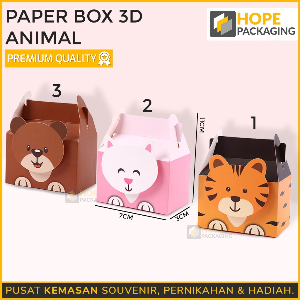 [ 3 PCS ]Paper box ultah bentuk animal 3D  dus souvenir hadiah gift box Snack kue permen biscuit
