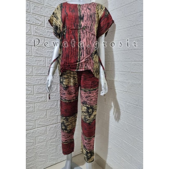 BAJU WANITA PIYAMA BAJU TIDUR SETELAN ONE SET BABYDOLL RAYON SUPER KOPI BALI ROBUSTA TERLARIS-Fiber Pink