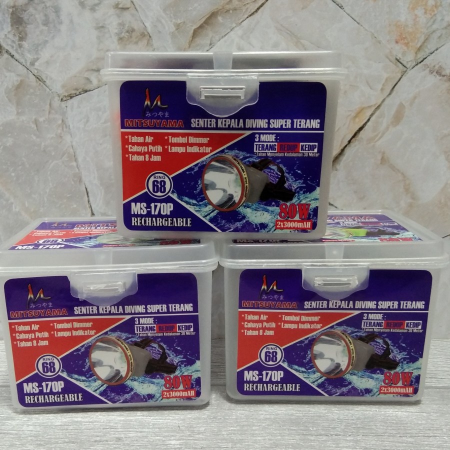 COD senter kepala diving/selam mitsuyama 80 watt ms-170P Cahaya Putih 80 Watt Super Terang