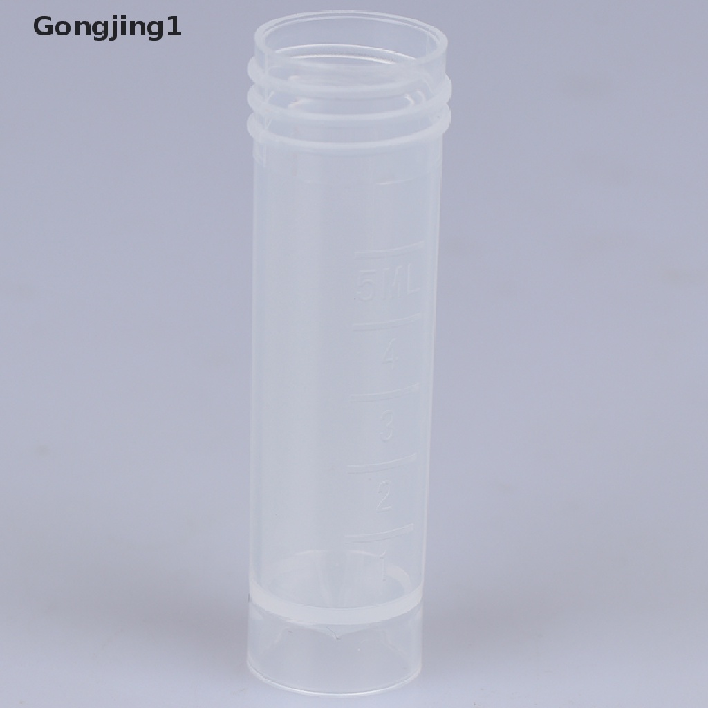 Gongjing1 10Pcs Tabung Reaksi 5ml Bahan Plastik Dengan Tutup Ulir