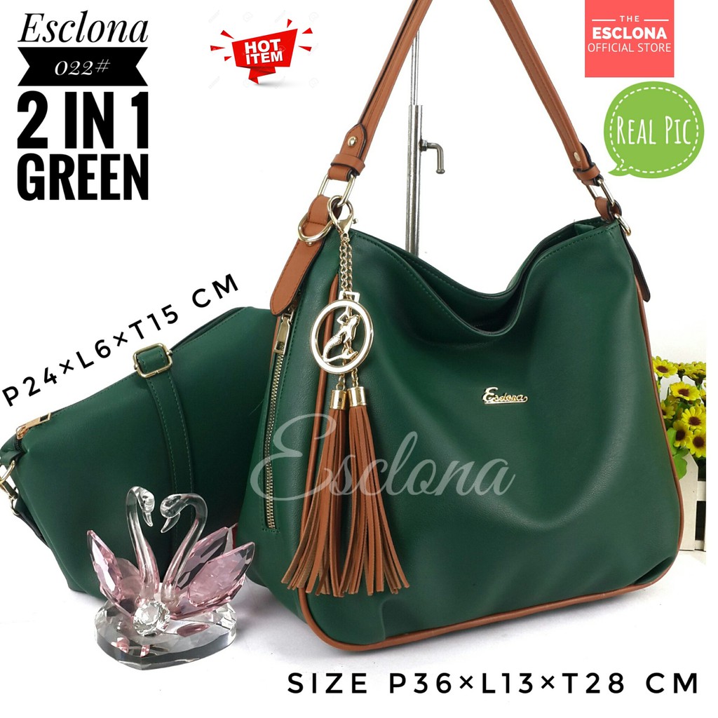 Tas wanita Import Batam Bag Esclona 022 Selempang Cewek Branded Cantik Grosir Fashion Murah Handbag Original Besar Kantor Kerja Kuliah Premium Super Populer Terbaru Terlaris Hobo Ibu Emak Dewasa Santai berpergian Shoulder Bahu