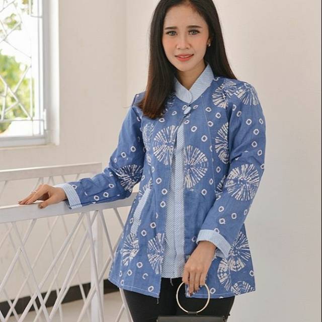 Blus Sheena atasan Batik Modern Muslimah Cantik Kerja Kantoran Kasual