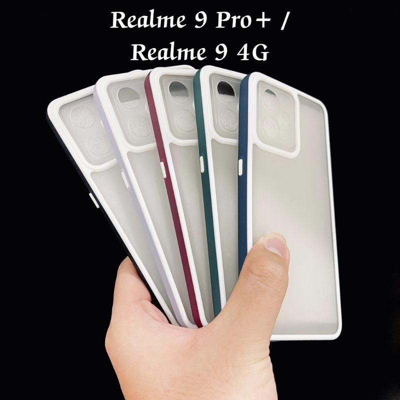 Pro Hybird Realme 9 Pro + / Realme 9 4G Softcase Halus dan Elegan / Pinggiran Garis Putih Keren (Pandas)