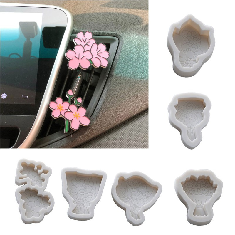 Glitter 6Pcs Handmade Line Drawing Flower Epoxy Resin Molds Bridal Bouquet Flower Gypsum Silicone Molds Kit Art Crafts Tools