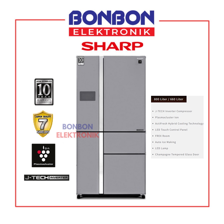 Sharp Kulkas Side By Side SJ-IFX93PM-SL / SJIFX93PMSL New Queen Series