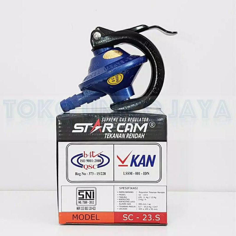 REGULATOR GAS ELPIJI STARCAM SC 23 S NON METER + SELANG FLEXSIBEL WIN GAS