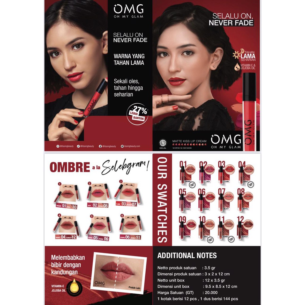 * NCC * OMG Lipcream Oh My Glam Matte Kiss Lip Cream Coffee Edition Cycle Of Love Socialite - Netto 3.5 gr