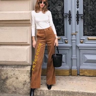 Minioutlet Gap women wide legs linen pants celana panjang linen