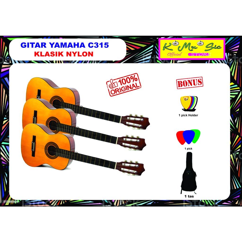 [ COD ] Gitar Yamaha C315 ORI klasik nylon bonus tas pick pickholder [mau hrga khusus *blnja ke toko