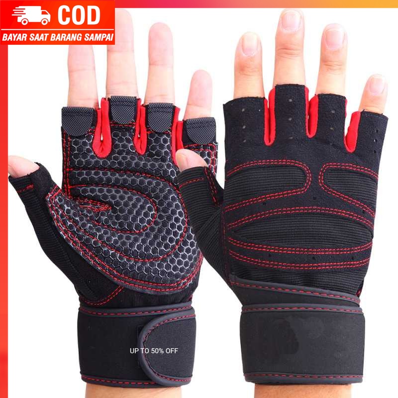 (100% BARANG ORI) Sarung Tangan Motor Half Finger Gym -