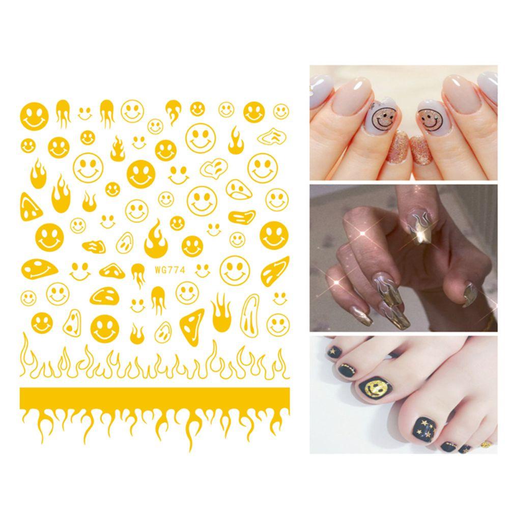 Needway   Smiley Stiker Kuku Wanita Warna-Warni Perekat Diri Manikur Aksesoris Nail Art Dekorasi