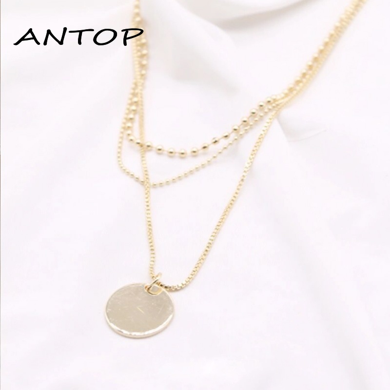 Korea Fashion Multilayer Liontin Kalung Wanita Emas Choker Perhiasan Aksesoris ANTOP