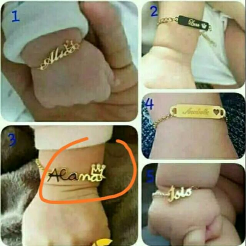 Gelang anak / gelang Bayi / gelang nama / ukir nama lapis emas / fashion anak / fashion bayi / tempa