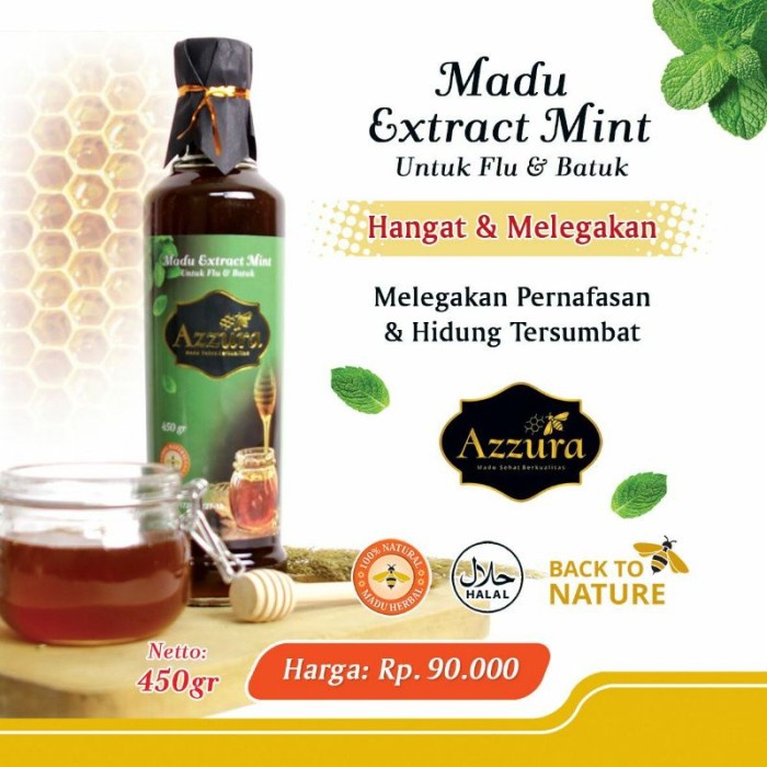 

Madu Azzura Madu Extract Extra Mint Flu Batuk 450 gr