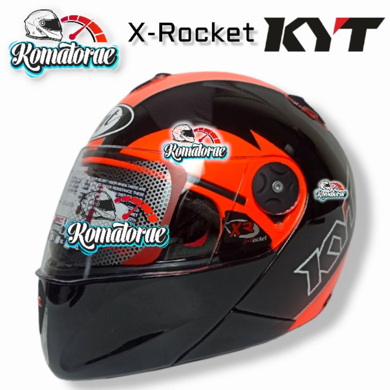 Jual HELM KYT X ROCKET BLACK RED FLUO FULL FACE XROCKET Shopee Indonesia