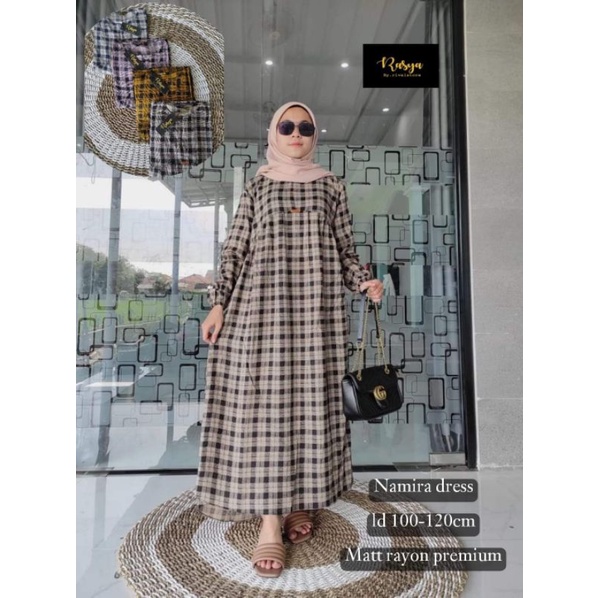 MIDI DRES KOTAK RAYON PREMIUM LD.110-120CM