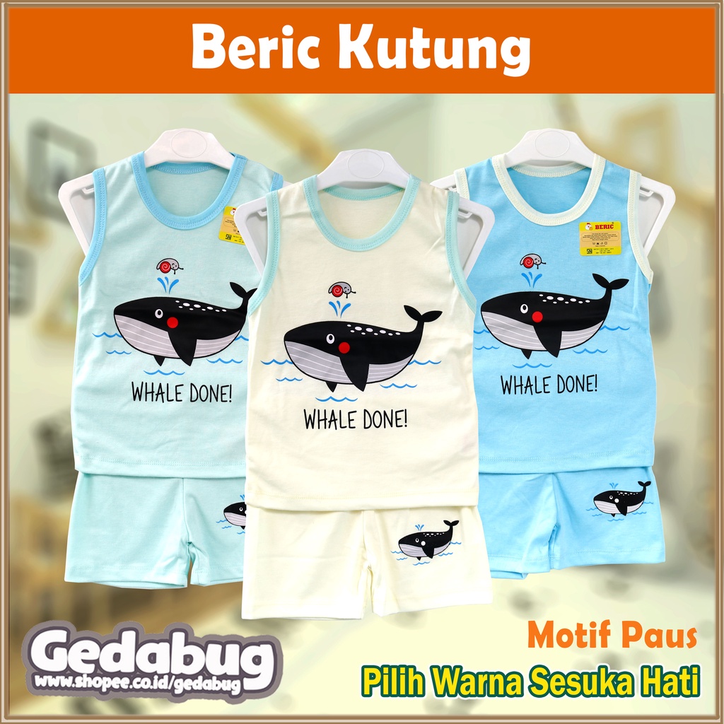 Setelan Oblong Buntung Anak Beric Paus Whale | Pakaian Bermain Anak Berkualitas