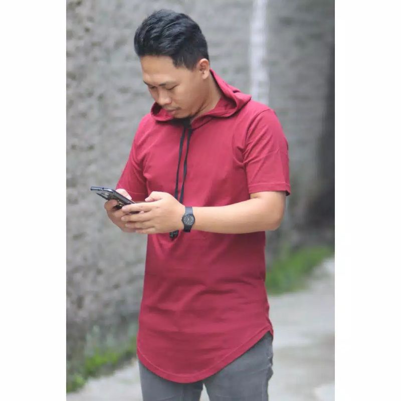 kaos Hoodie polos longline size S-5XL