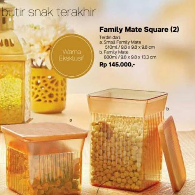 Family Mate Square Gold (2) Toples Tupperware Alat Makan Minum Original