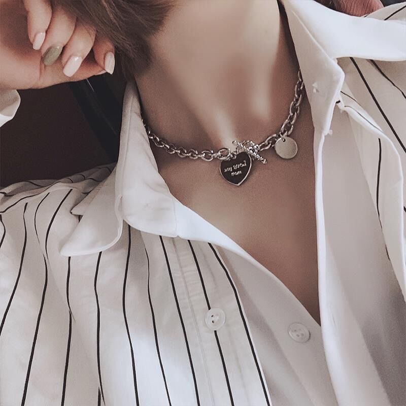 Kalung Rantai Tebal Bahan metal Gaya Punk Eropa Amerika hip hop Untuk Wanita