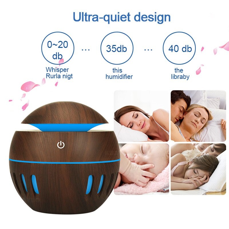 BAYAR DI TEMPAT Pelembab Udata Air Humidifier Aromatherapy Diffuser Wood Design 130ml - Dark Brown