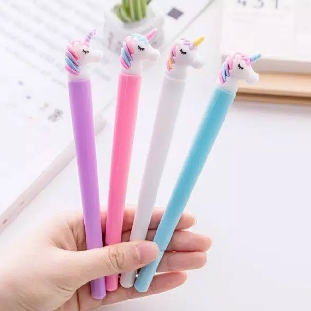 Bolpoin Unicorn Premium Tinta Gel Perempuan Anak Journaling Tipis Karakter Pink Pastel Kado Anak Perempuan Alat Tulis Tempat Pensil Sekolah Back To School