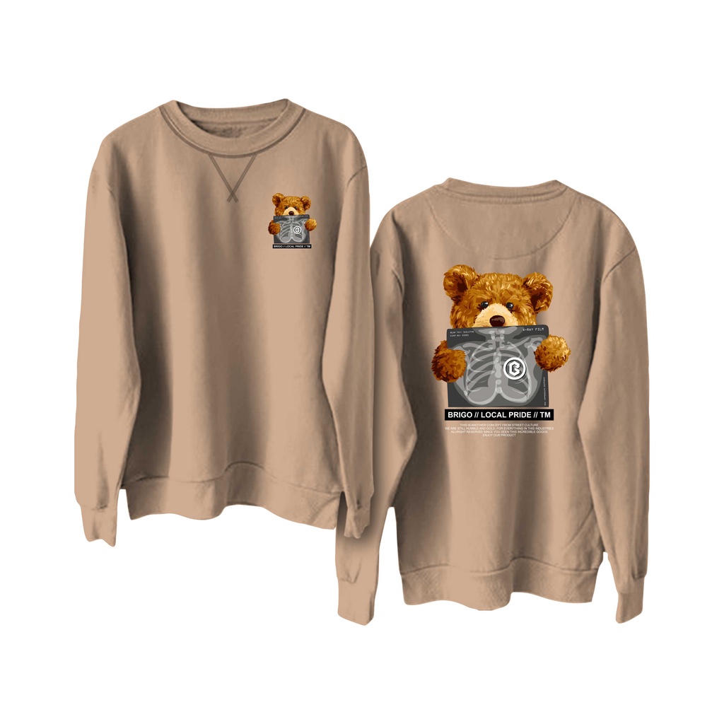 BRIGO Basic Sweatshirt  Bear sick II Sweater Crewneck BRIGO Bear sick Sablon DTF Fleece Cotton M-XXL (Pria &amp; Wanita) Free stiker&amp;Gantungan Kunci