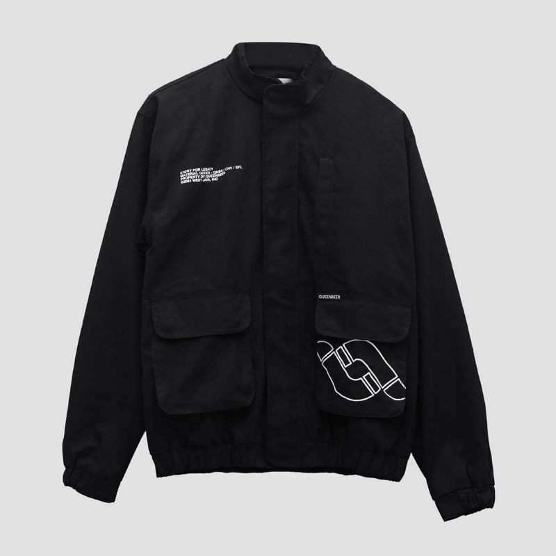 "GIBSON"BLACK Canvas Jacket By Queenbeer