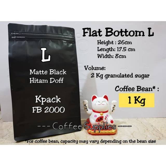 FLAT BOTTOM L 2000 2000g 2kg Kopi 1000g 1Kg Kpack kemasan kopi coffee bag food snack packaging ecer