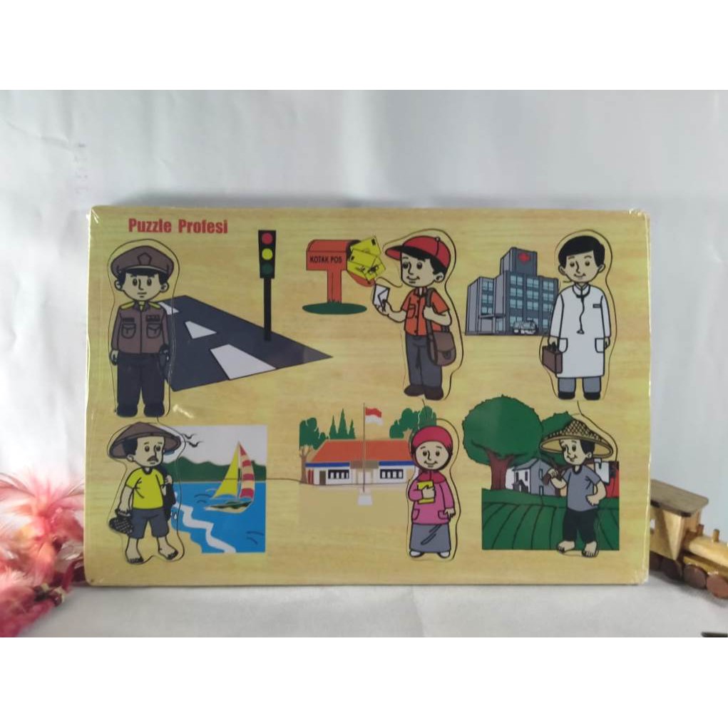 PUZZLE GAMBAR PROFESI BAHAN KAYU. PASEL KAYU. MAINAN EDUKASI PUZZLE KAYU. RIENS COLLECTIONS