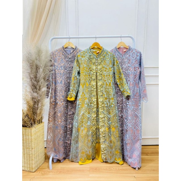 gamis pesta auter brokat