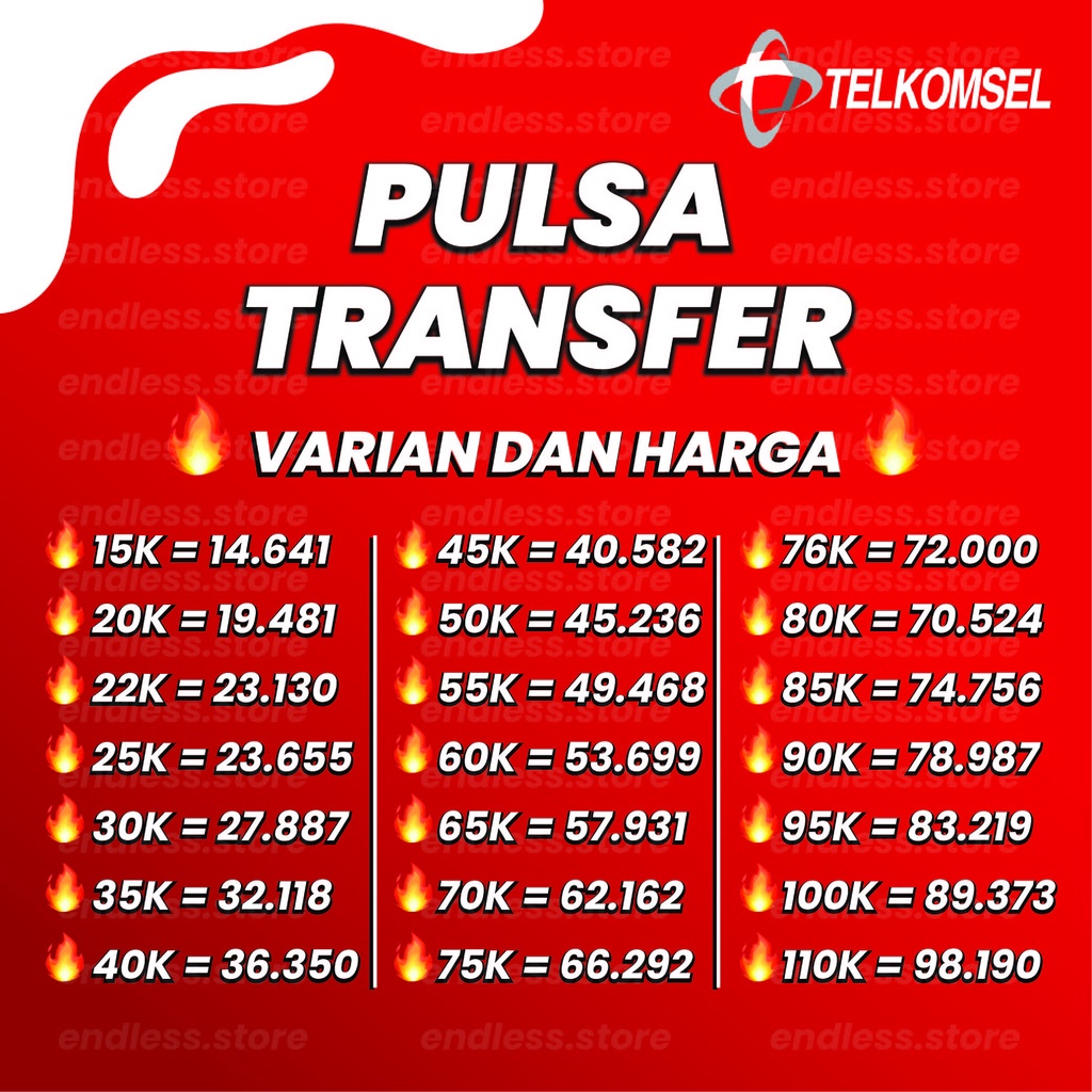 PULSA TRANSFER TELKOMSEL (10rb - 200rb) TERMURAH