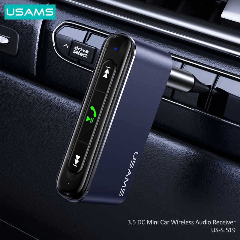 USAMS  Original SJ519 Car Bluetooth Receiver aksesoris mobil bluetooth mobil TYPE C 3.5mm Mini Wireless Audio Receiver