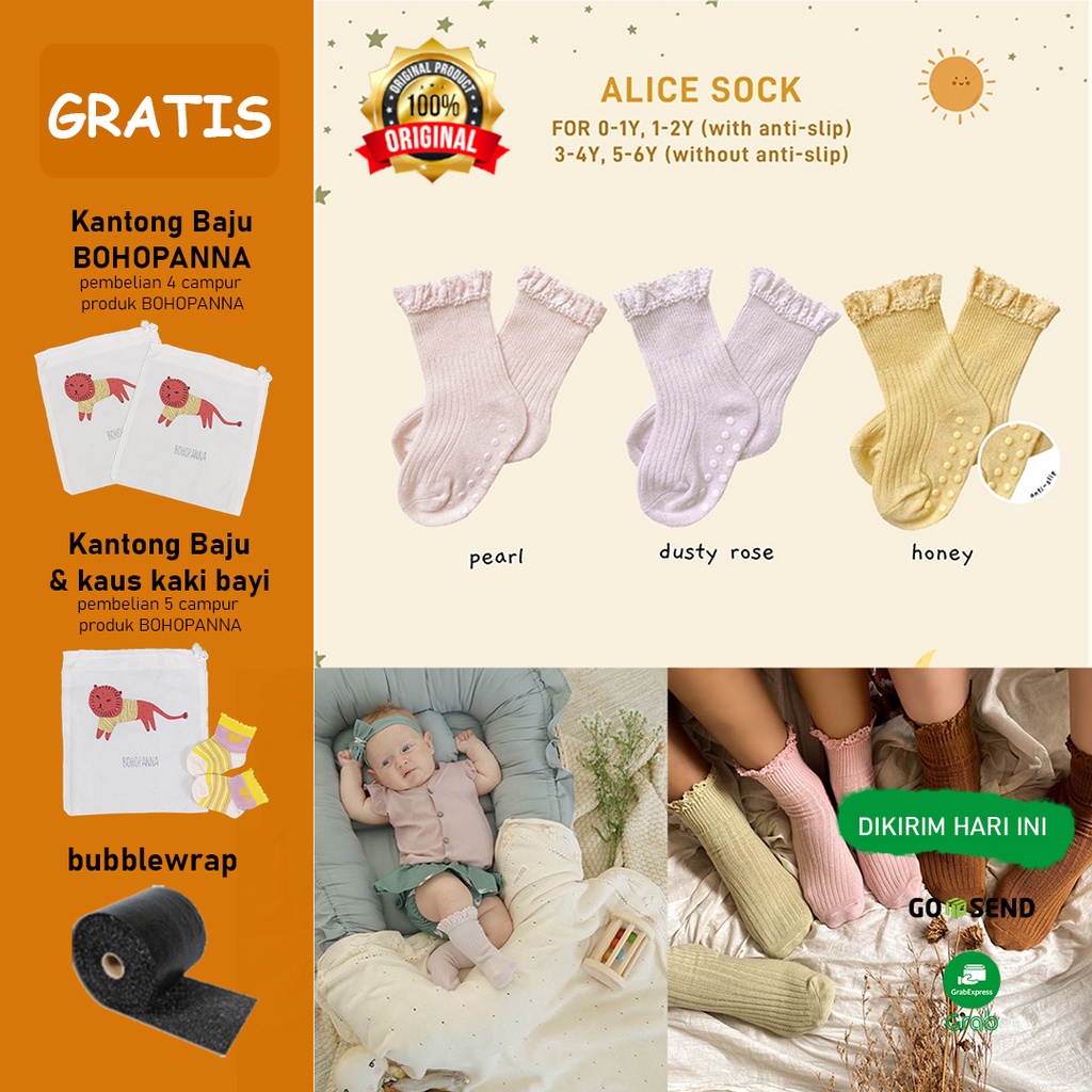 BOHOPANNA BOHO BABY BOHOBABY ALICE SOCK ALICE SOCKS / KAOS KAKI BAYI KAOS KAKI ANAK 0-6 TAHUN