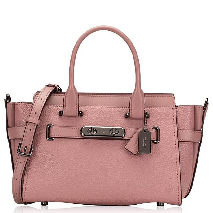 Tas Kerja Wanita Coach Swagger 27 Pebble Leather Carryall Dusty Rose Alealesale